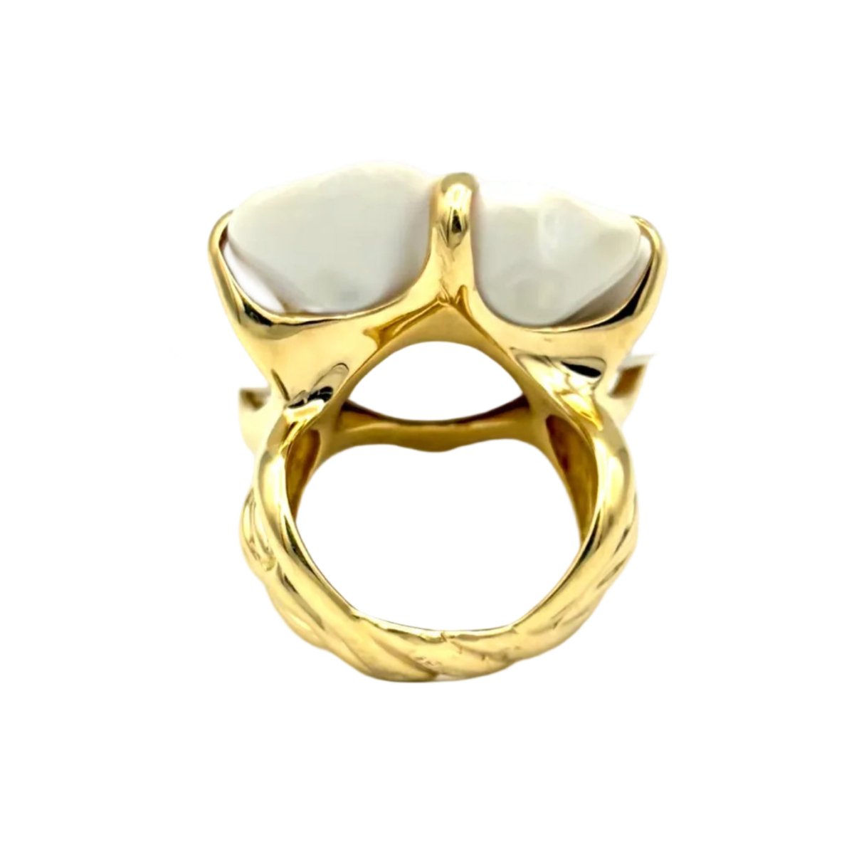 Bague Cocktail CHANEL "Camélia" en or jaune et agate - Castafiore