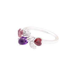 Bague Cocktail CHAUMET "Attrape - moi si tu m'aimes" en or blanc, améthyste, tourmaline, grenat et diamants - Castafiore