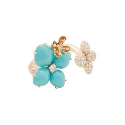 Bague Cocktail CHAUMET "Hortensia Eden" en or rose, turquoises et diamants - Castafiore