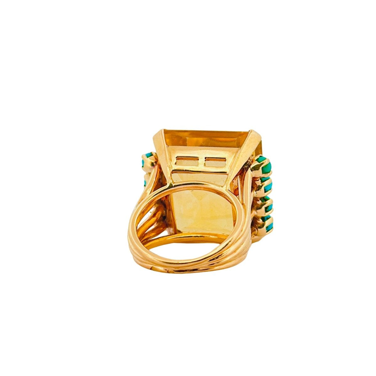 Bague Cocktail citrine et turquoises - Castafiore