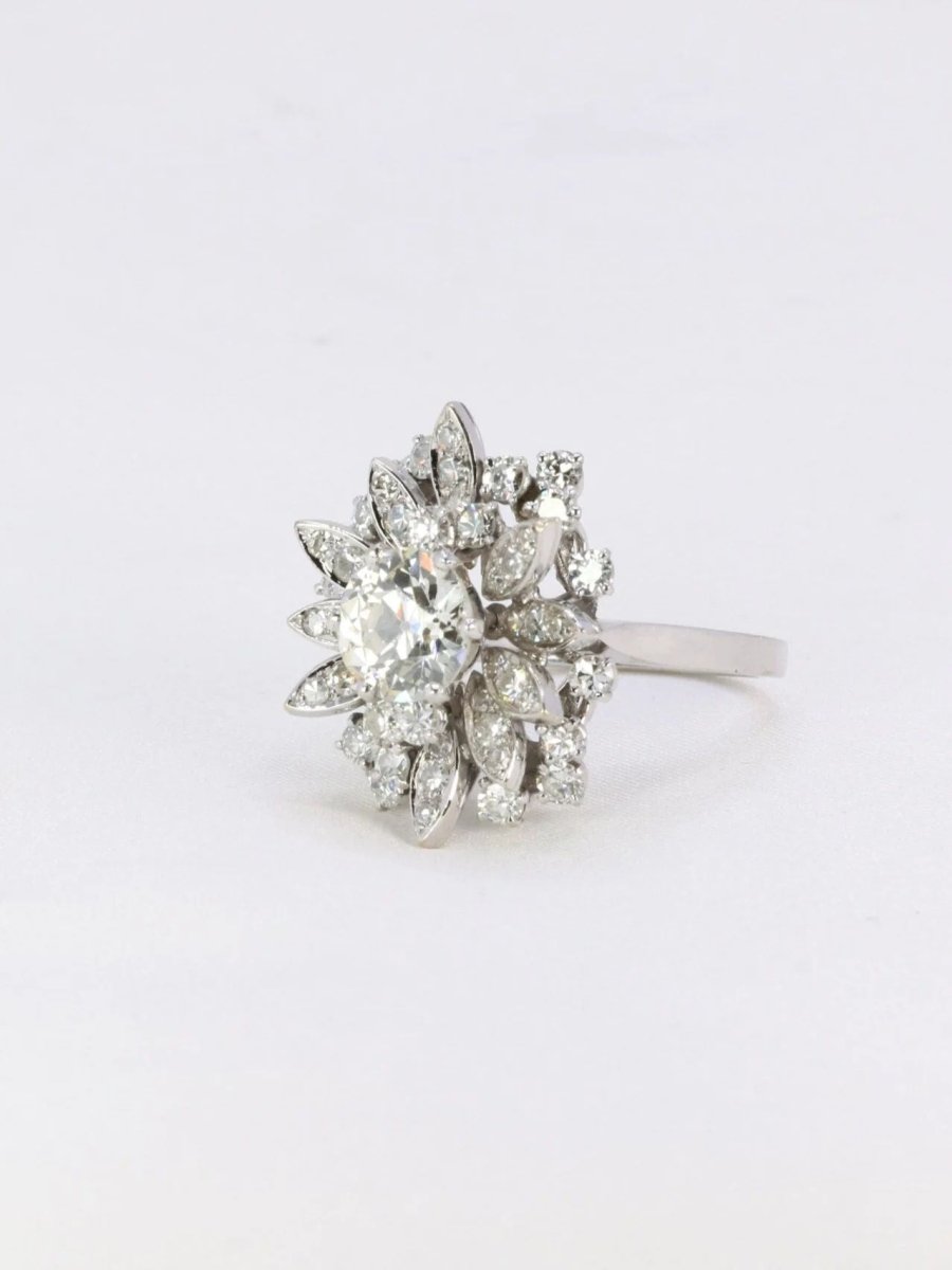 Bague cocktail diamants taille ancienne 3.98 carat - Castafiore