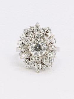 Bague cocktail diamants taille ancienne 3.98 carat - Castafiore