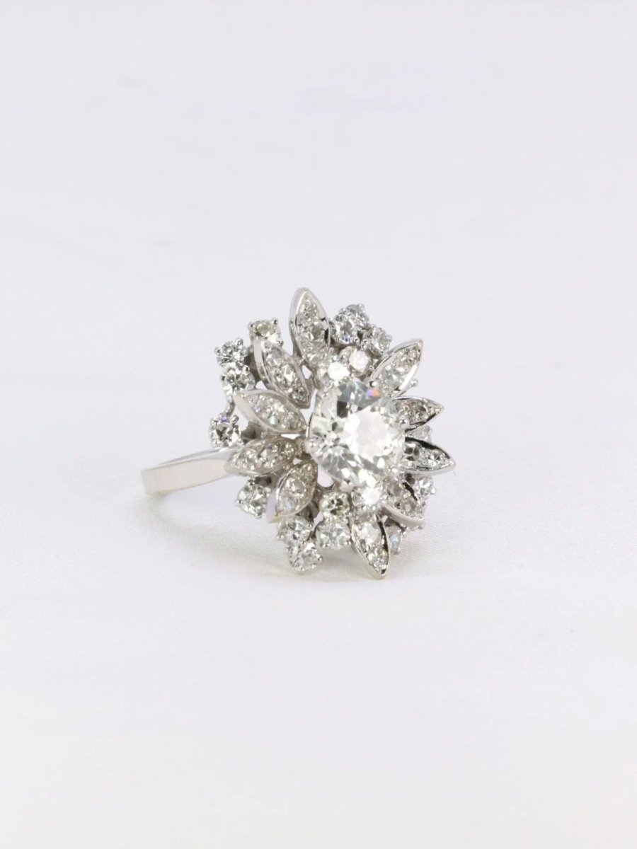 Bague cocktail diamants taille ancienne 3.98 carat - Castafiore