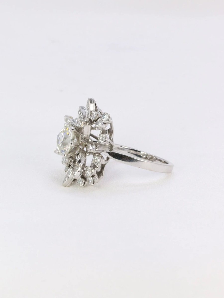 Bague cocktail diamants taille ancienne 3.98 carat - Castafiore