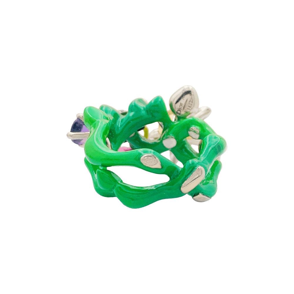 Bague Cocktail DIOR "Milly Carnivora" en or blanc, laque, citrine, améthyste, tourmaline, tsavorites, saphirs et diamants - Castafiore