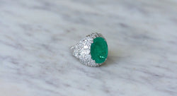 Bague Cocktail Emeraude Colombienne 11.53 Cts et Diamants - Castafiore