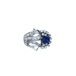 Bague Cocktail en argent, palladium, saphir et diamants - Castafiore