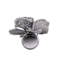 Bague Cocktail en argent, perle, saphirs et diamants - Castafiore