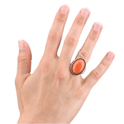 Bague Cocktail en or argent et corail - Castafiore