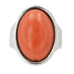Bague Cocktail en or argent et corail - Castafiore