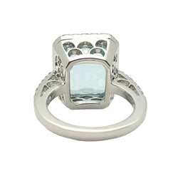 Bague Cocktail en or blanc, aigue-marine et diamants - Castafiore