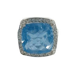 Bague Cocktail en or blanc, aigue - marine et diamants - Castafiore