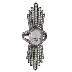 Bague Cocktail en or blanc, améthyste et diamants - Castafiore