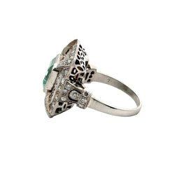 Bague Cocktail en or blanc, émeraude et diamants - Castafiore