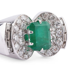 Bague Cocktail en or blanc, émeraude et diamants - Castafiore