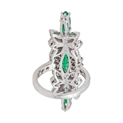 Bague Cocktail en or blanc, émeraude et diamants - Castafiore