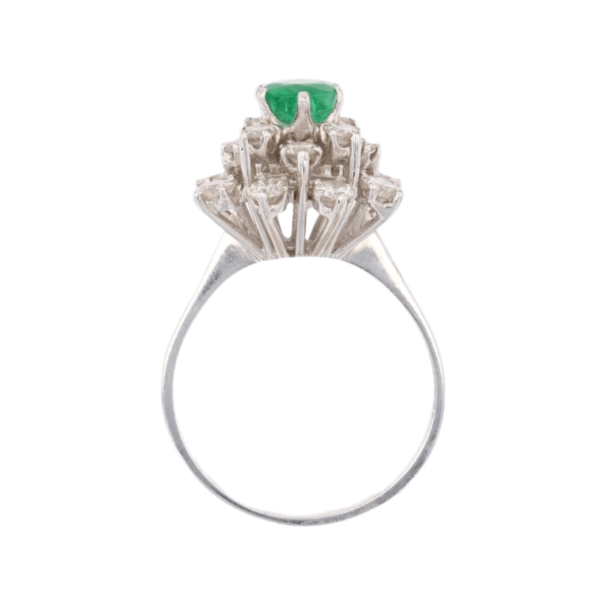 Bague Cocktail en or blanc, émeraude et diamants - Castafiore