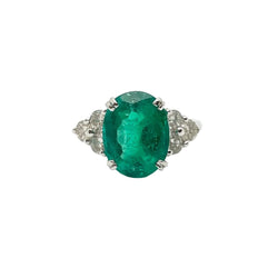 Bague Cocktail en or blanc, émeraude et diamants - Castafiore