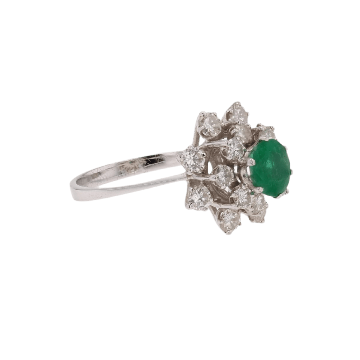 Bague Cocktail en or blanc, émeraude et diamants - Castafiore