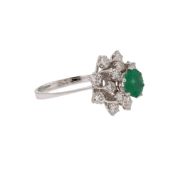 Bague Cocktail en or blanc, émeraude et diamants - Castafiore