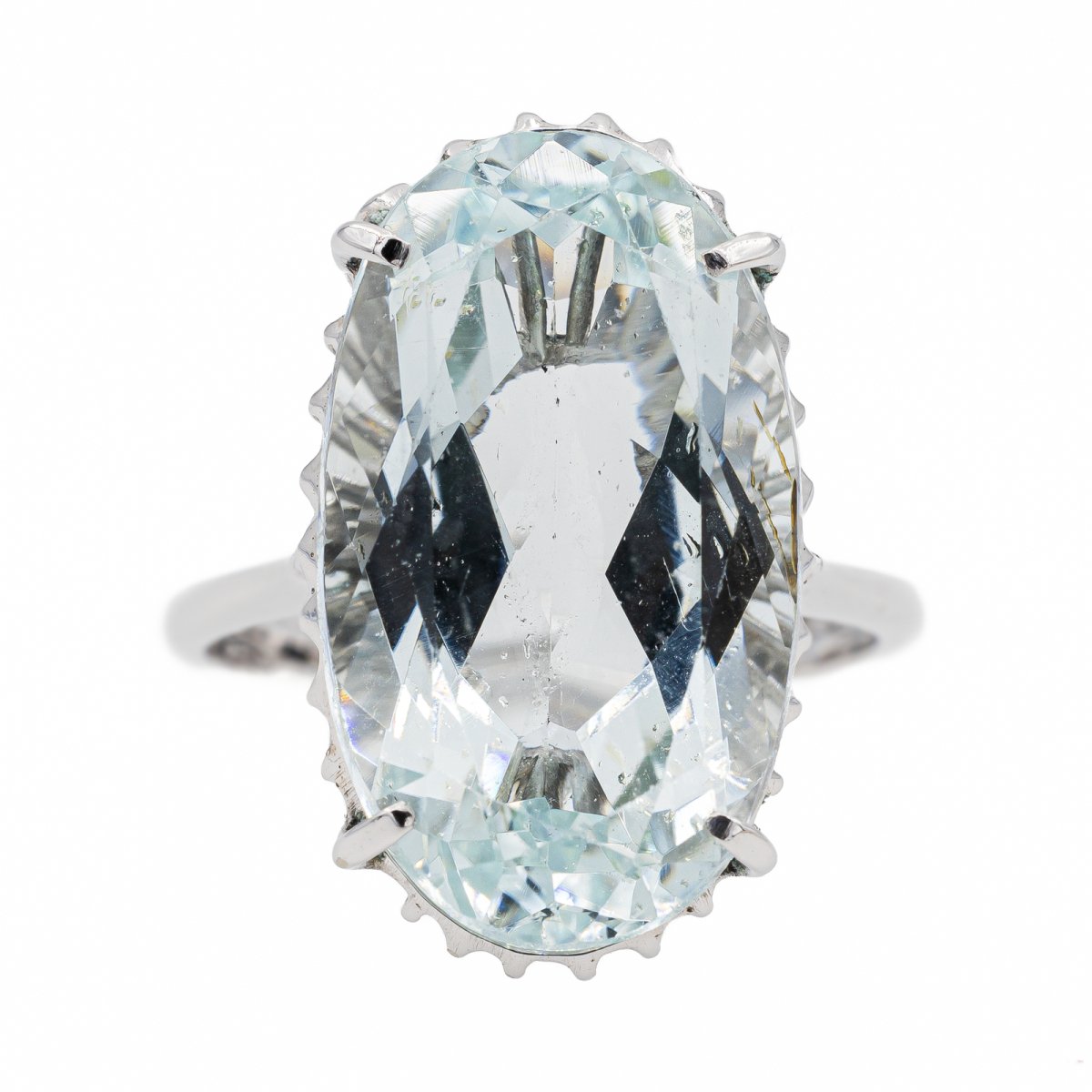 Bague Cocktail en or blanc et aigue marine - Castafiore