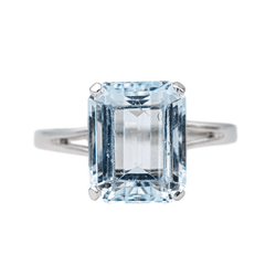 Bague Cocktail en or blanc et aigue - marine - Castafiore