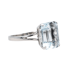 Bague Cocktail en or blanc et aigue - marine - Castafiore