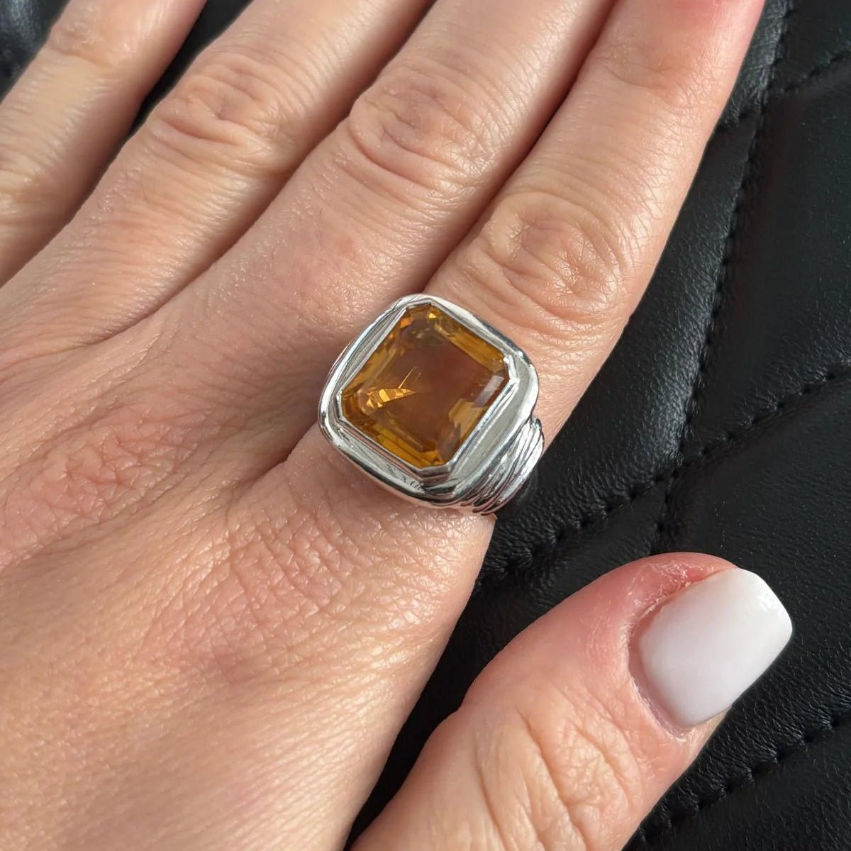 Bague Cocktail en or blanc et citrine - Castafiore