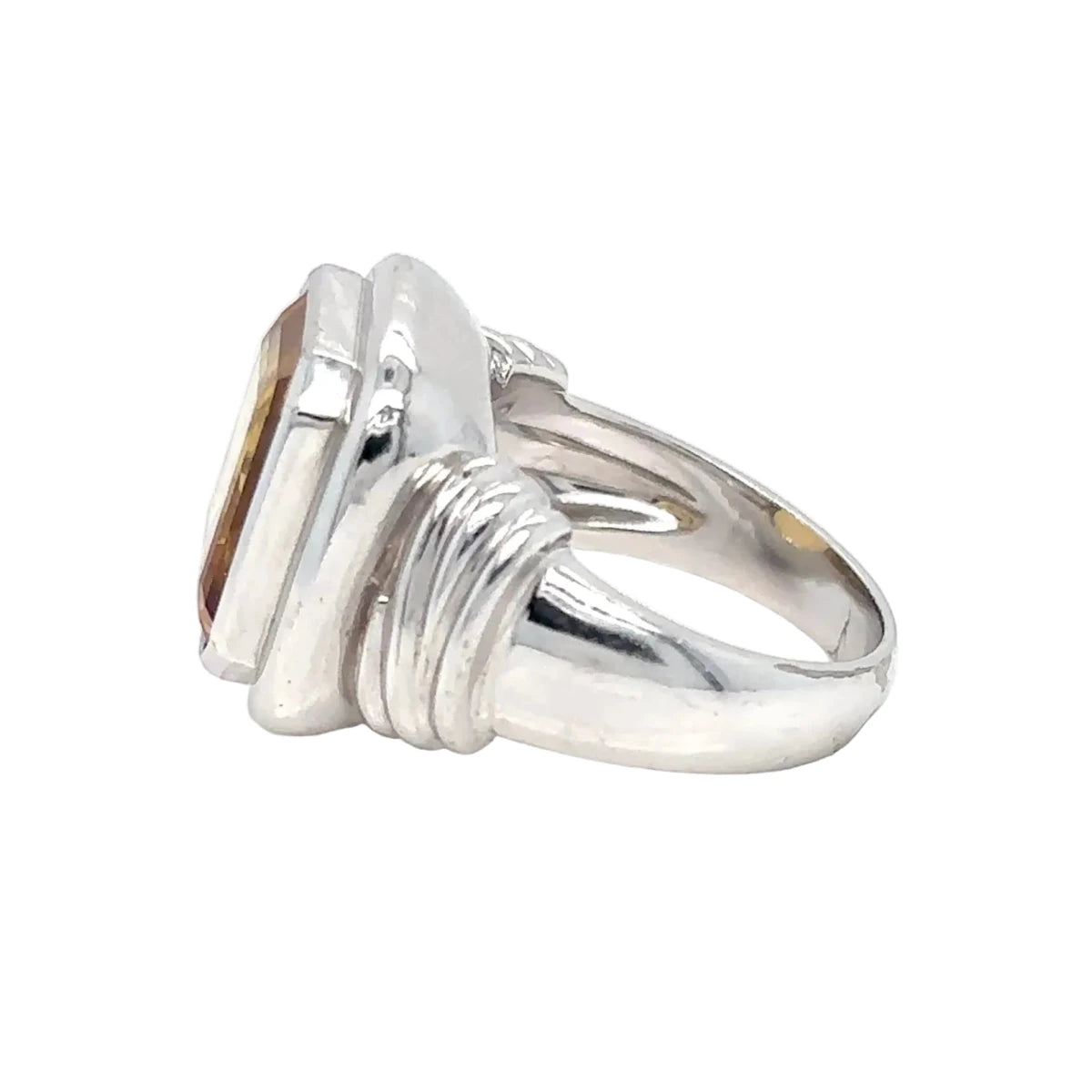 Bague Cocktail en or blanc et citrine - Castafiore