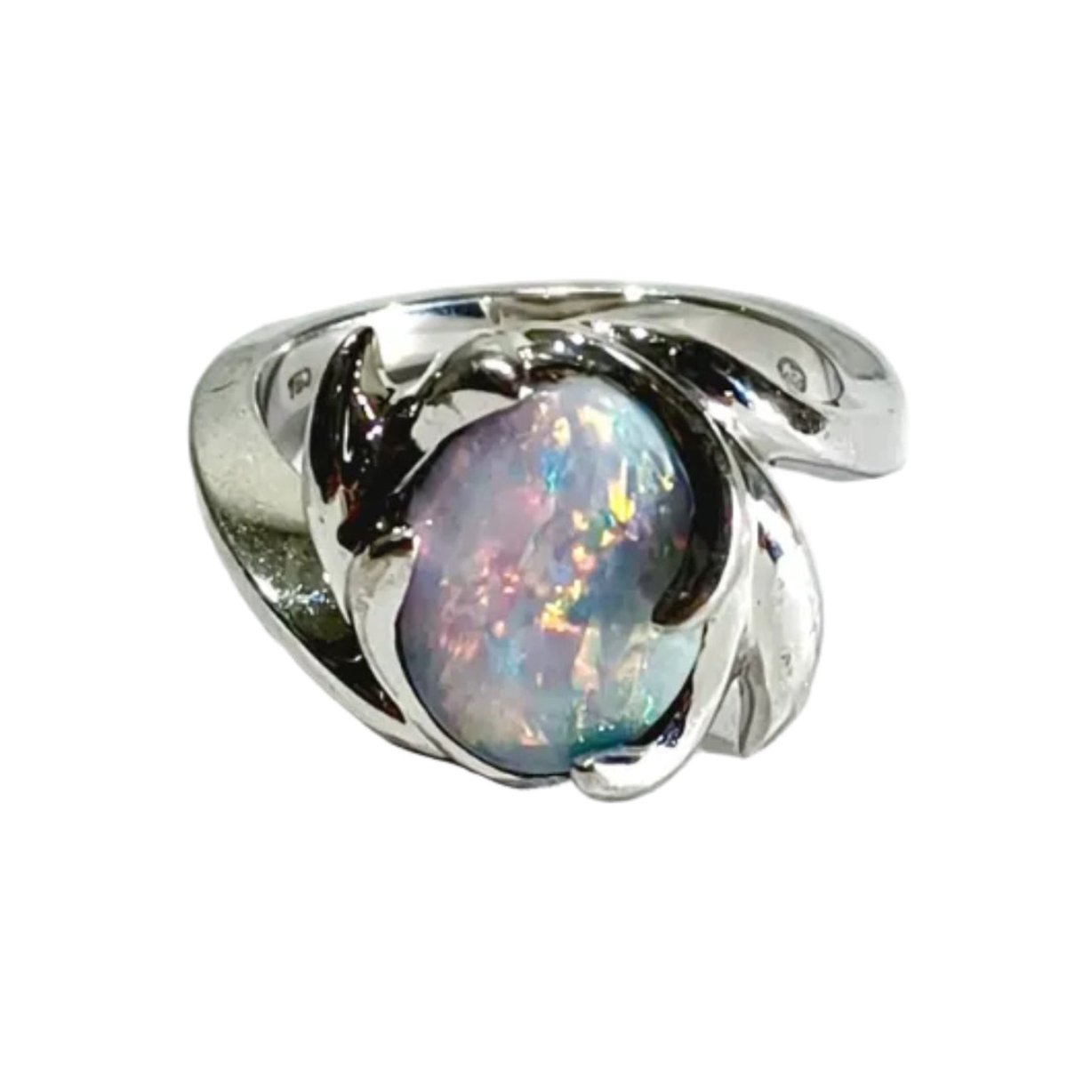 Bague Cocktail en or blanc et opale - Castafiore