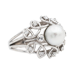 Bague Cocktail en or blanc et perle - Castafiore