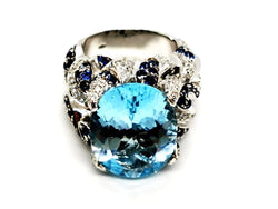 Bague Cocktail en Or blanc et Topaze - Castafiore