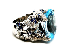 Bague Cocktail en Or blanc et Topaze - Castafiore