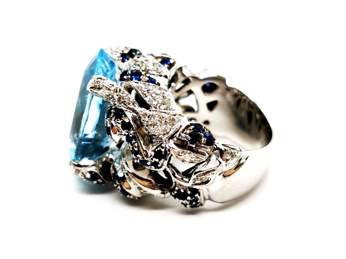 Bague Cocktail en Or blanc et Topaze - Castafiore