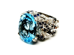 Bague Cocktail en Or blanc et Topaze - Castafiore