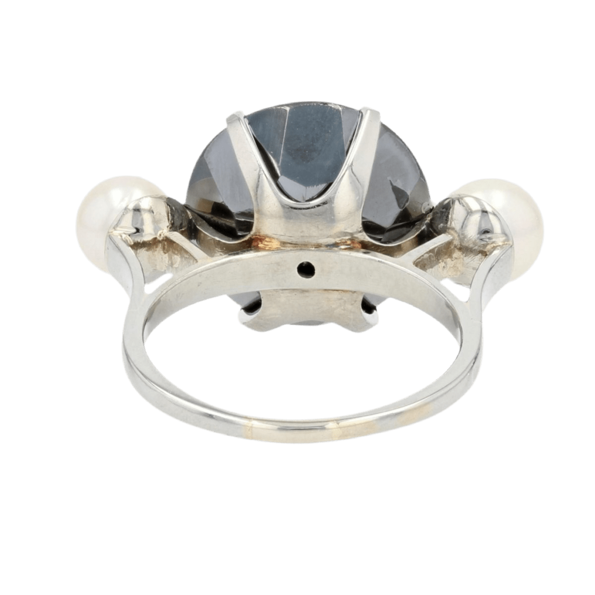 Bague Cocktail en or blanc, hématite, perles et nacre - Castafiore