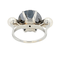 Bague Cocktail en or blanc, hématite, perles et nacre - Castafiore