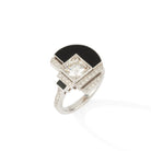 Bague Cocktail en or blanc, laque noire et diamants - Castafiore