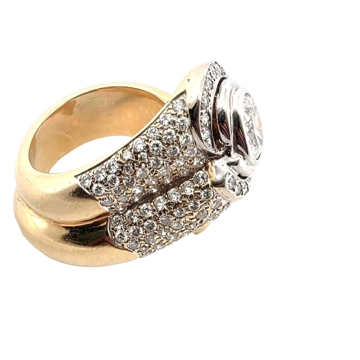 Bague Cocktail en or blanc, or jaune et diamants - Castafiore