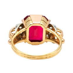 Bague Cocktail en or blanc, or jaune, rubis et saphirs - Castafiore