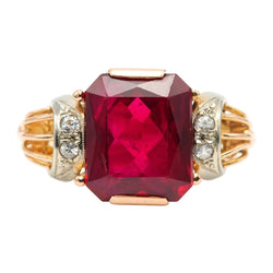 Bague Cocktail en or blanc, or jaune, rubis et saphirs - Castafiore