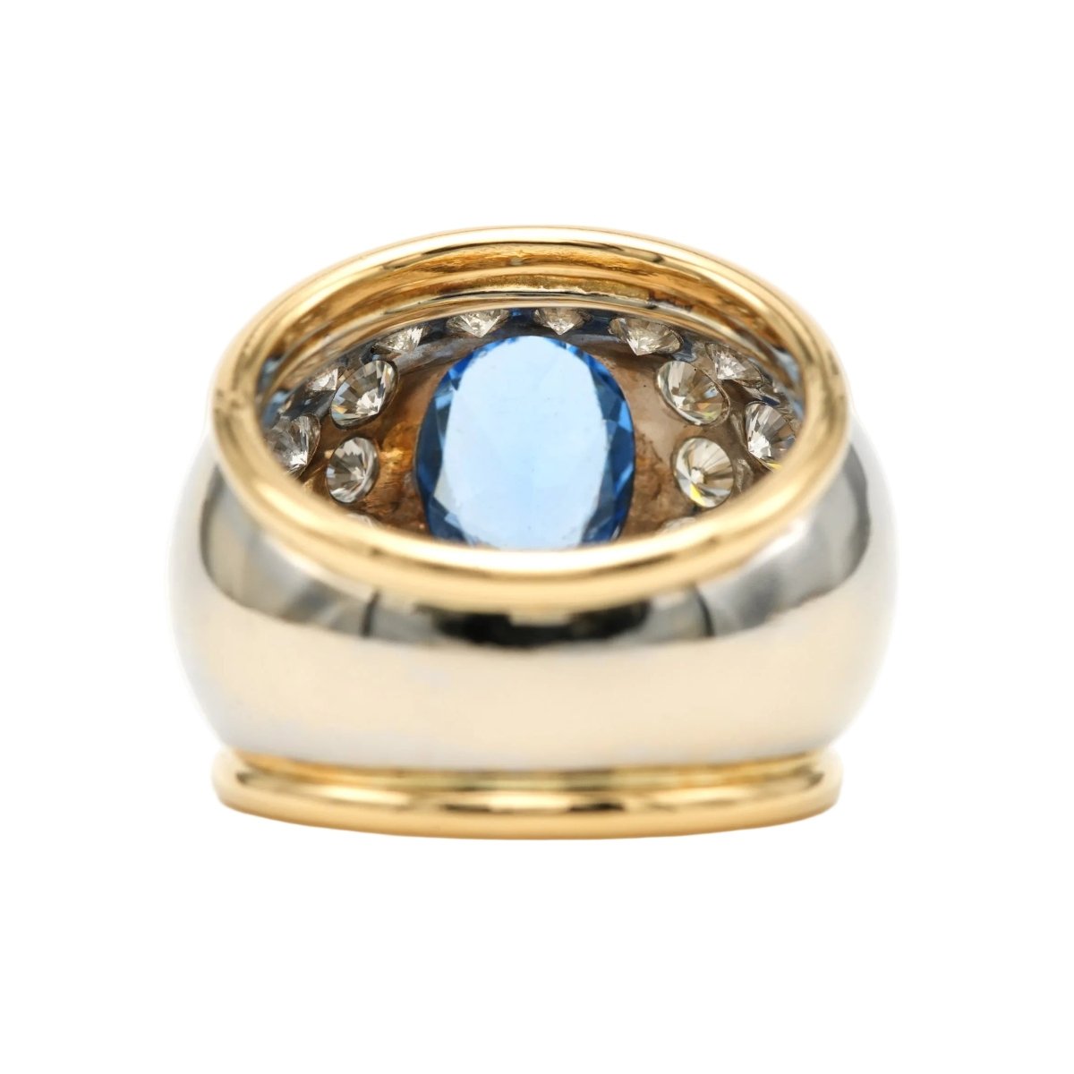 Bague Cocktail en or blanc, or jaune, topaze et diamants - Castafiore