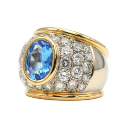 Bague Cocktail en or blanc, or jaune, topaze et diamants - Castafiore
