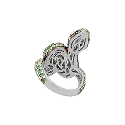 Bague Cocktail en or blanc, or noir, grenats et diamants - Castafiore