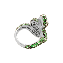 Bague Cocktail en or blanc, or noir, grenats et diamants - Castafiore