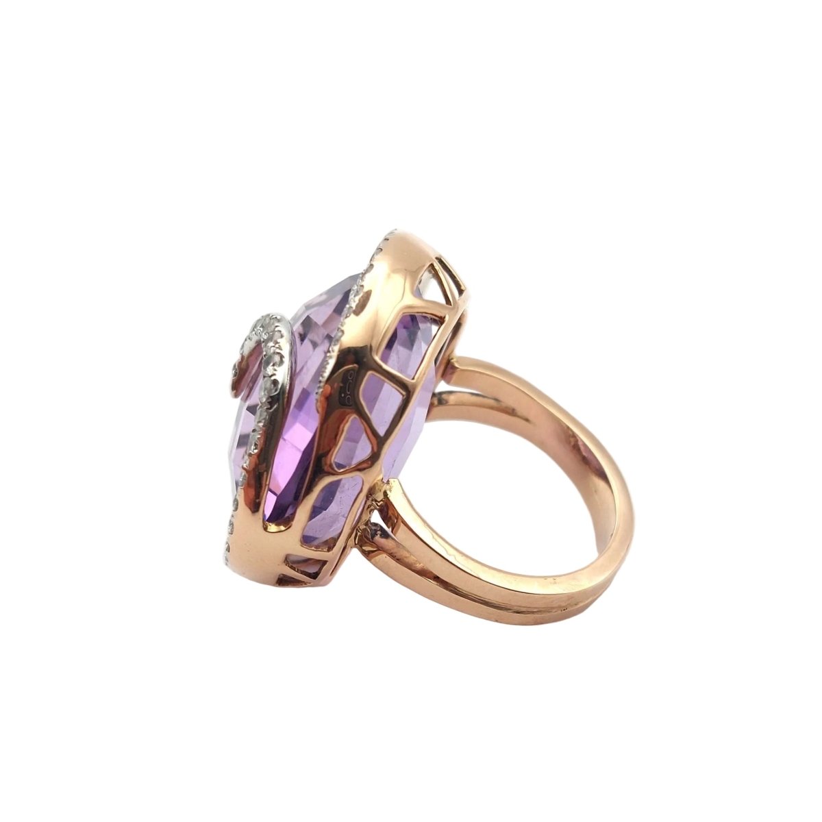 Bague Cocktail en or blanc, or rose, améthyste et diamants - Castafiore