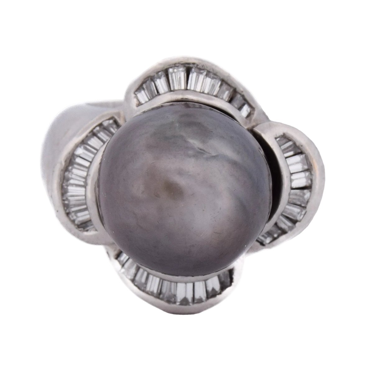 Bague Cocktail en or blanc, perle et diamants - Castafiore
