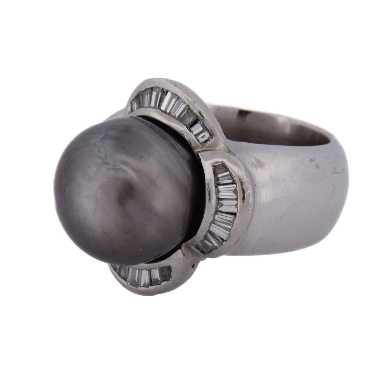 Bague Cocktail en or blanc, perle et diamants - Castafiore