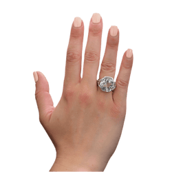 Bague Cocktail en or blanc, platine et aigue - marine - Castafiore