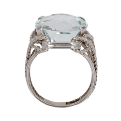 Bague Cocktail en or blanc, platine et aigue - marine - Castafiore